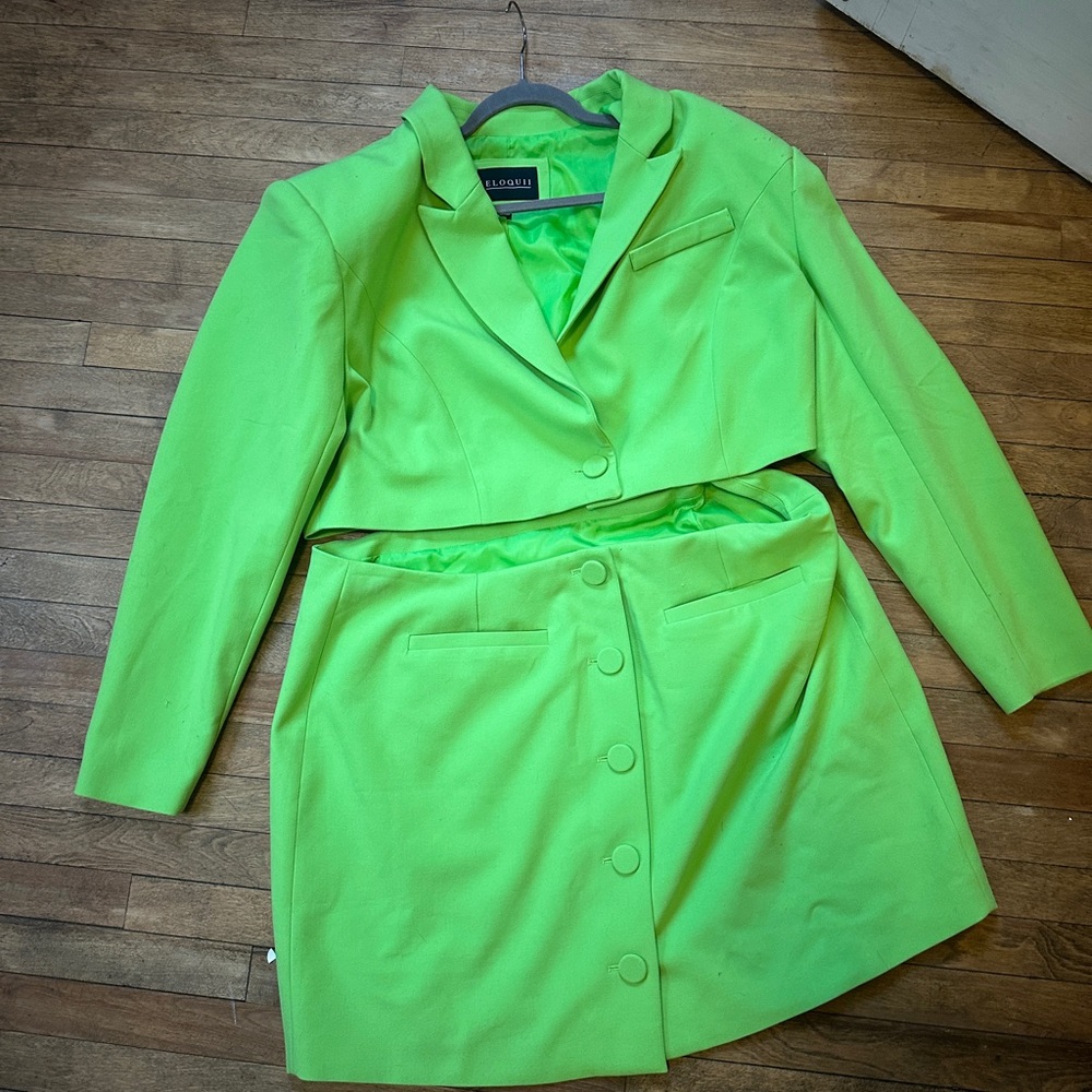 Eloquii Neon Green Blazer Dress